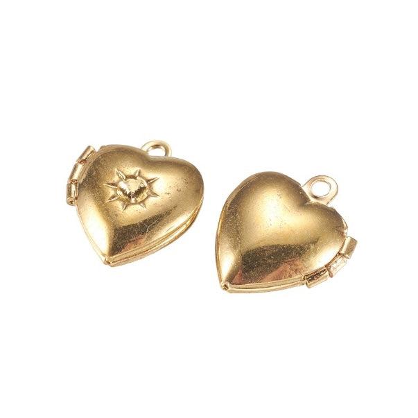 Bedel medaillon hart brass gold 12x10x4mm