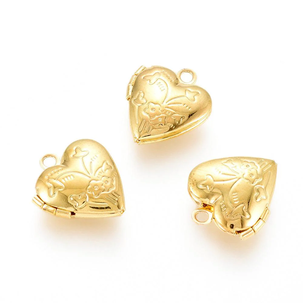 Bedel medaillon hart Gold plated 15x13mm