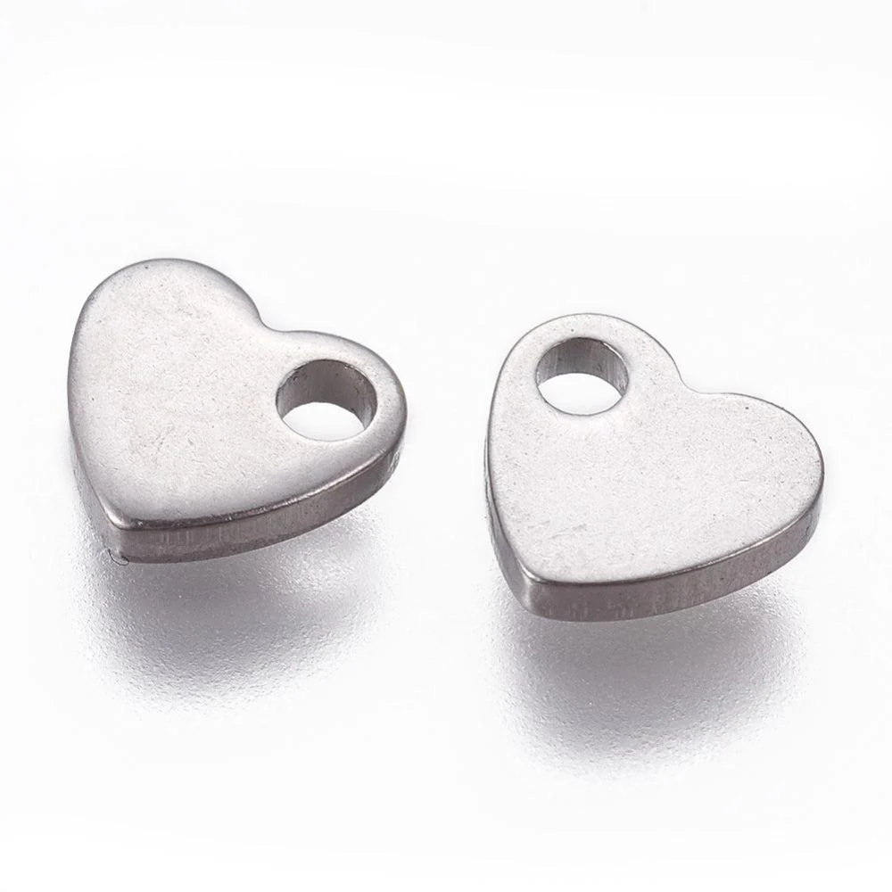 Bedel mini hartje RVS zilver 6x7mm