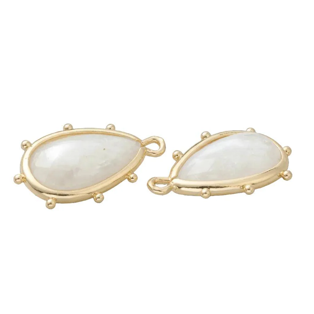 Bedel Moonstone druppel facet Goud 22mm - per stuk - Image 2
