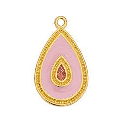 Bedel motief druppel roze 24K goud 27mm