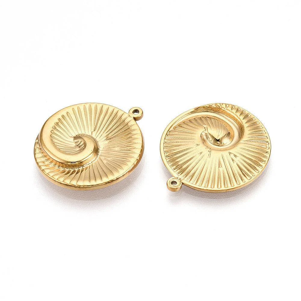 Bedel munt conch RVS 18K Goud 21,5mm - per stuk