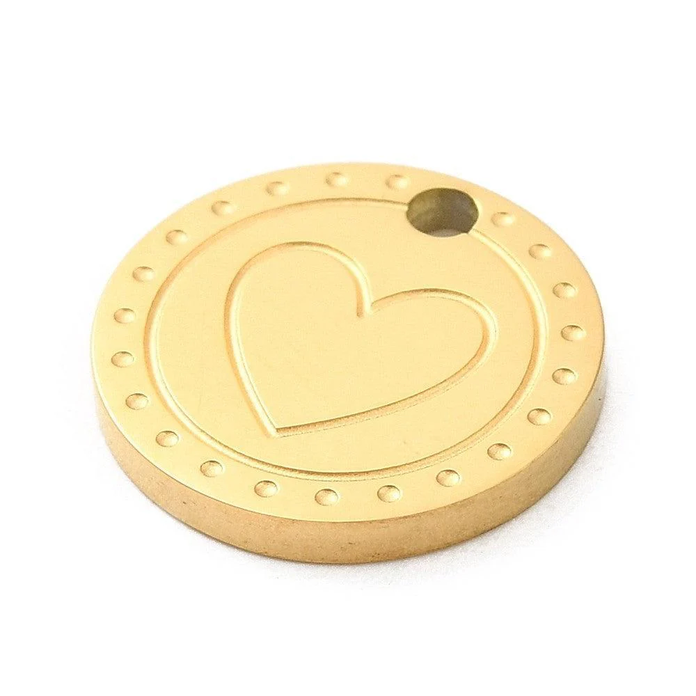 Bedel munt hartje RVS Goud 12mm - per stuk - Image 2