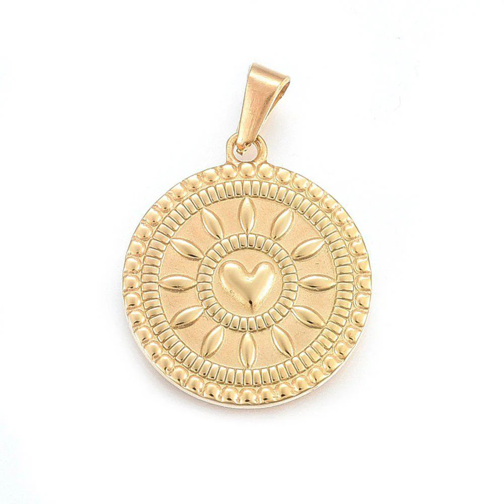 Bedel munt hartje Stainless steel 18K gold 28,5mm