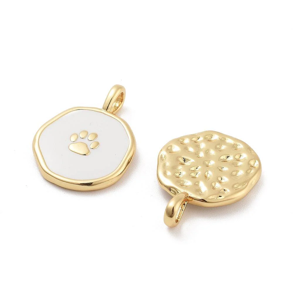 Bedel munt hondenpoot RVS 18K Goud 18,5mm - per stuk