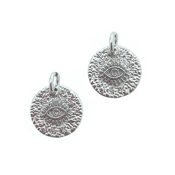 Bedel Munt met Evil eye Zilver DQ 12mm