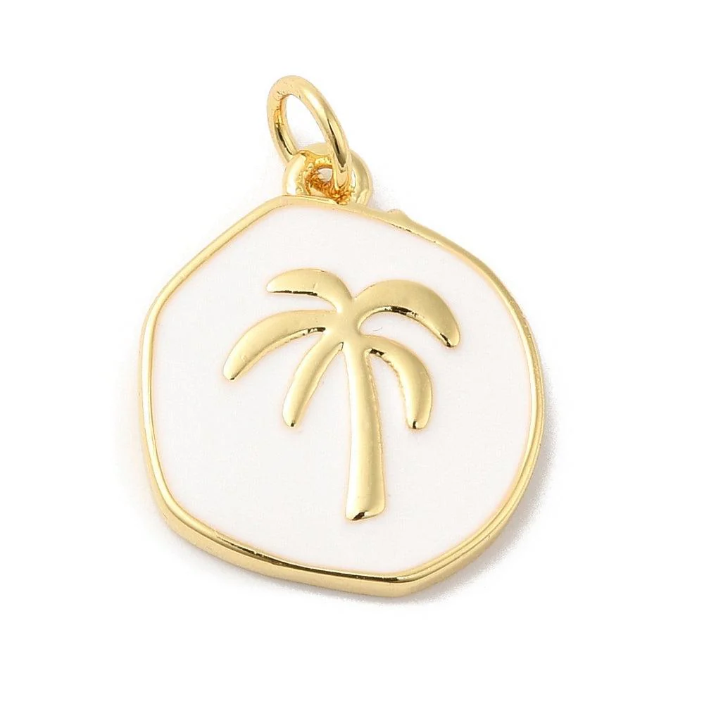 Bedel munt palmboom RVS 18K goud 18mm - per stuk