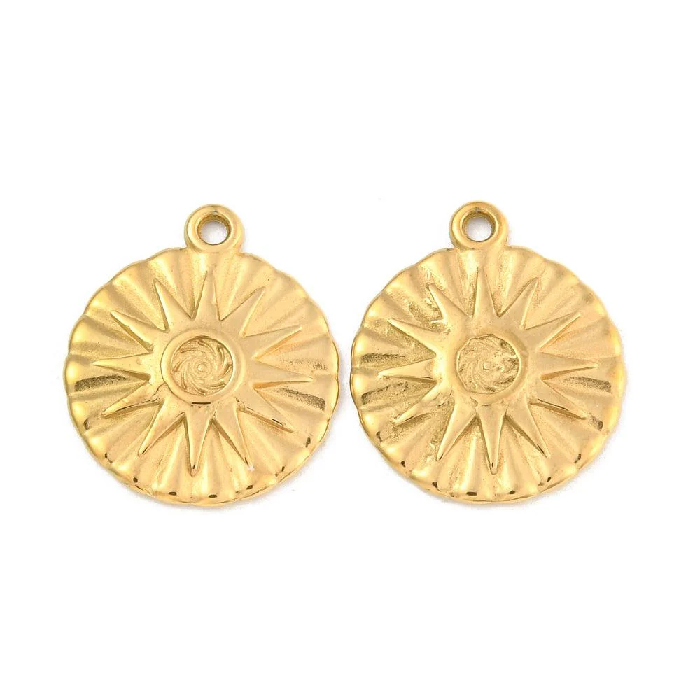 Bedel munt zon 18K RVS goud 20x17mm