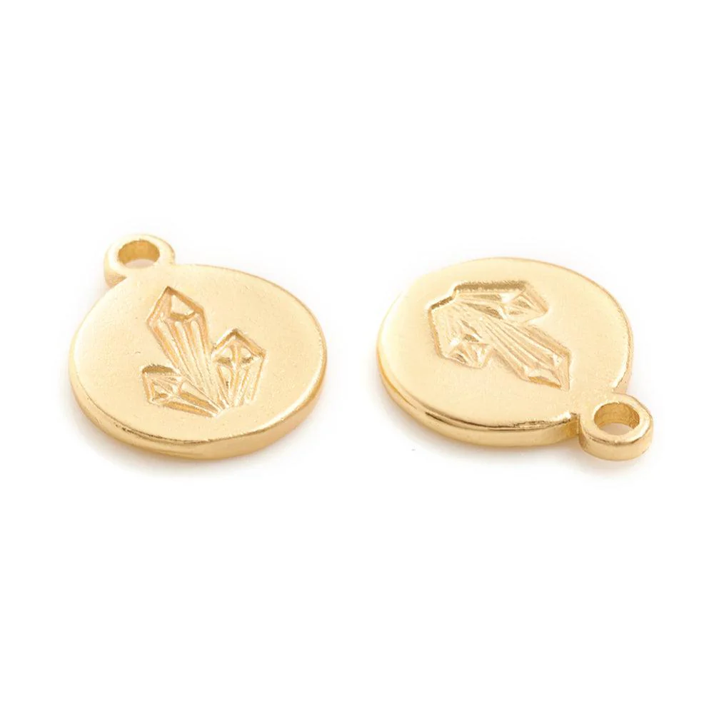 Bedel muntje gemstone goud 12x10x1.5mm - per stuk