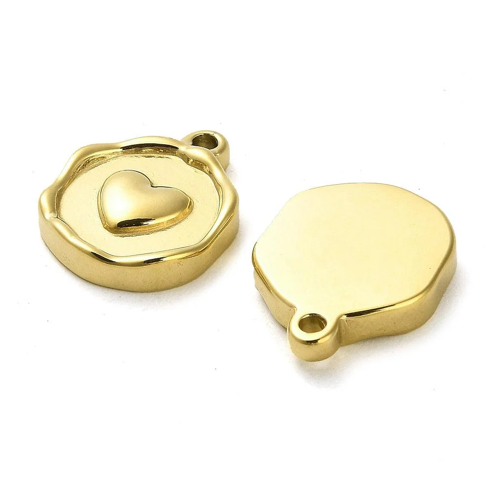 Bedel muntje hart goud 18K RVS 16x12mm - Image 2