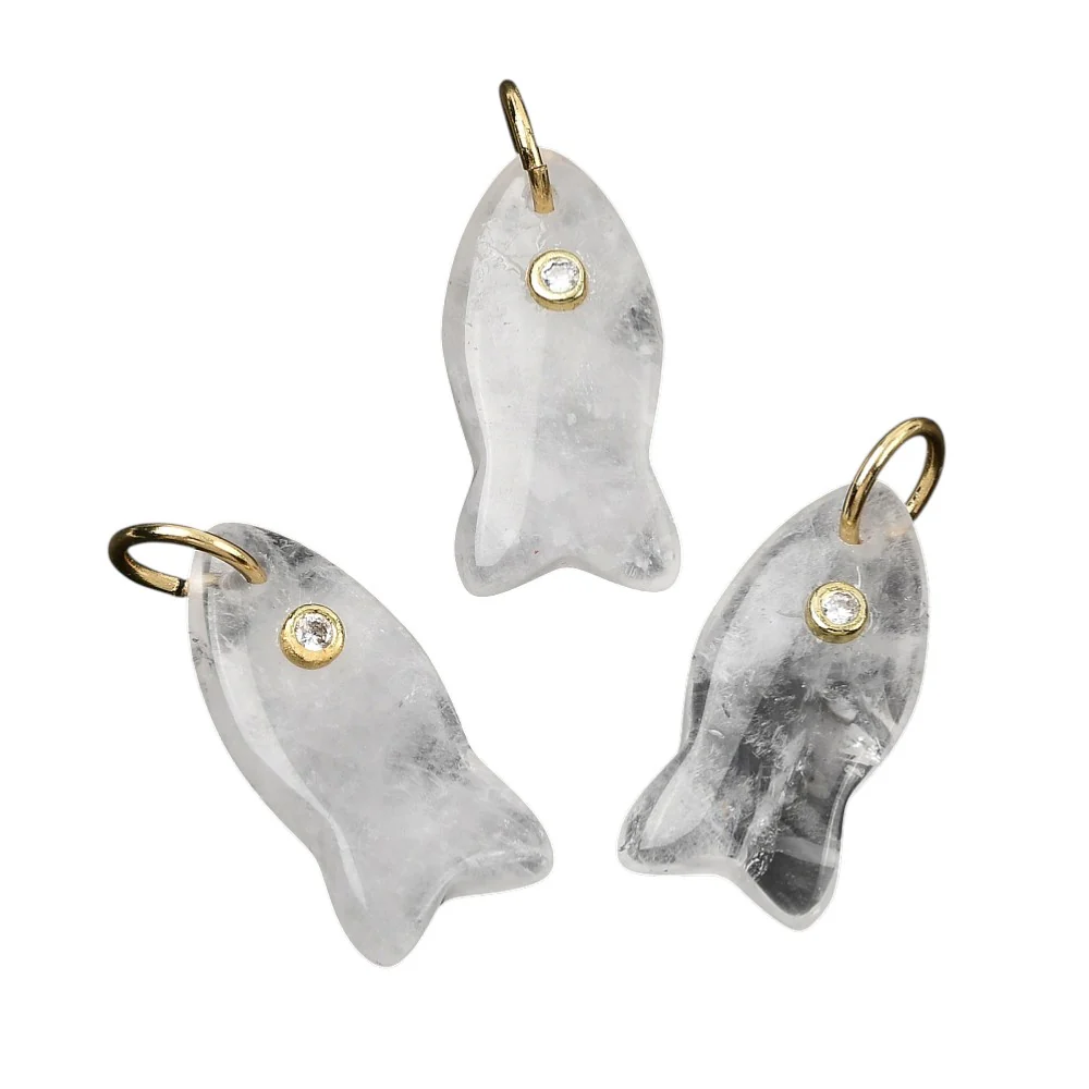 Bedel natural quartz vis goud 24mm - per stuk