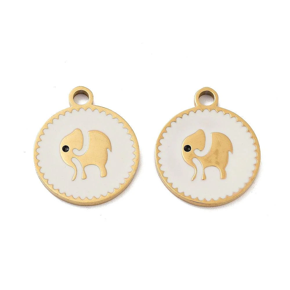 Bedel olifant wit/goud 18K RVS 18x15mm
