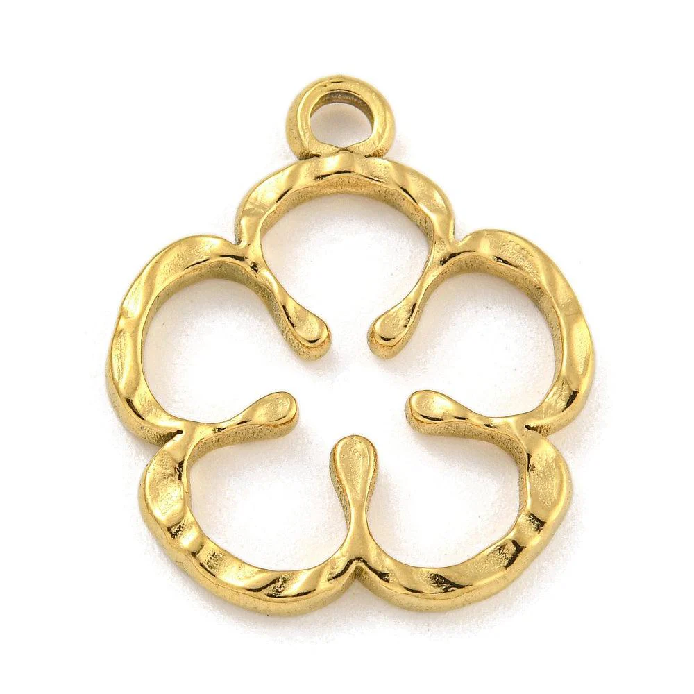 Bedel open bloem RVS goud 25x22mm - per stuk