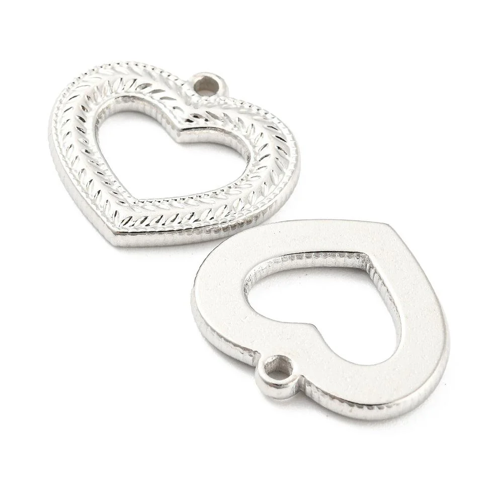 Bedel open hart relief zilver RVS 16x18mm - Image 2