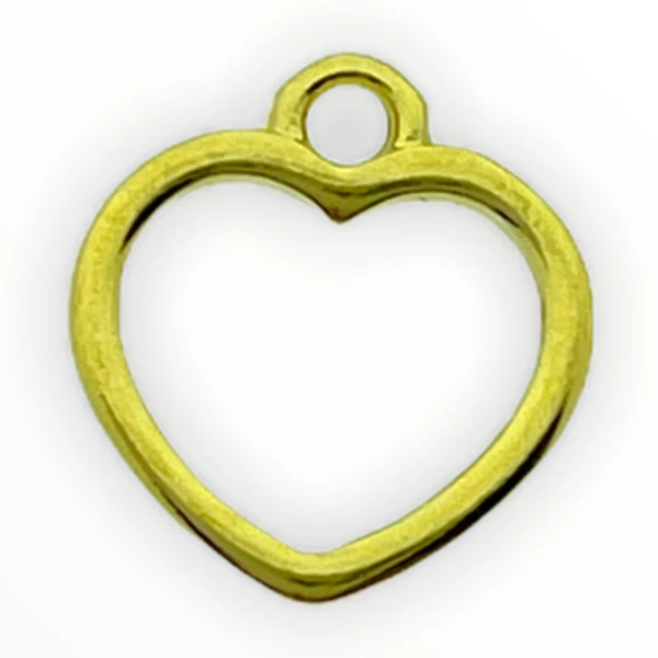 Bedel open hartje Goud 24kr DQ 11x12mm