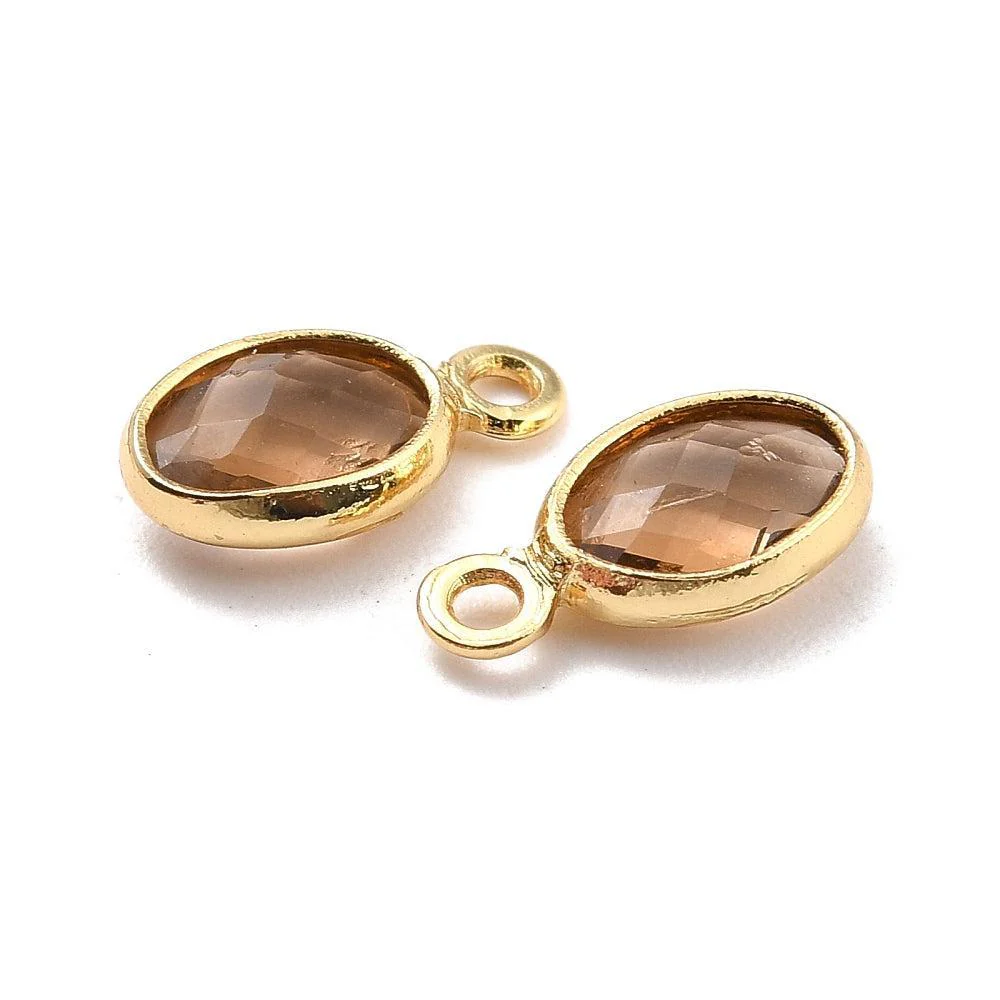 Bedel ovaal goud / bruin 18K 9mm - per stuk - Image 2