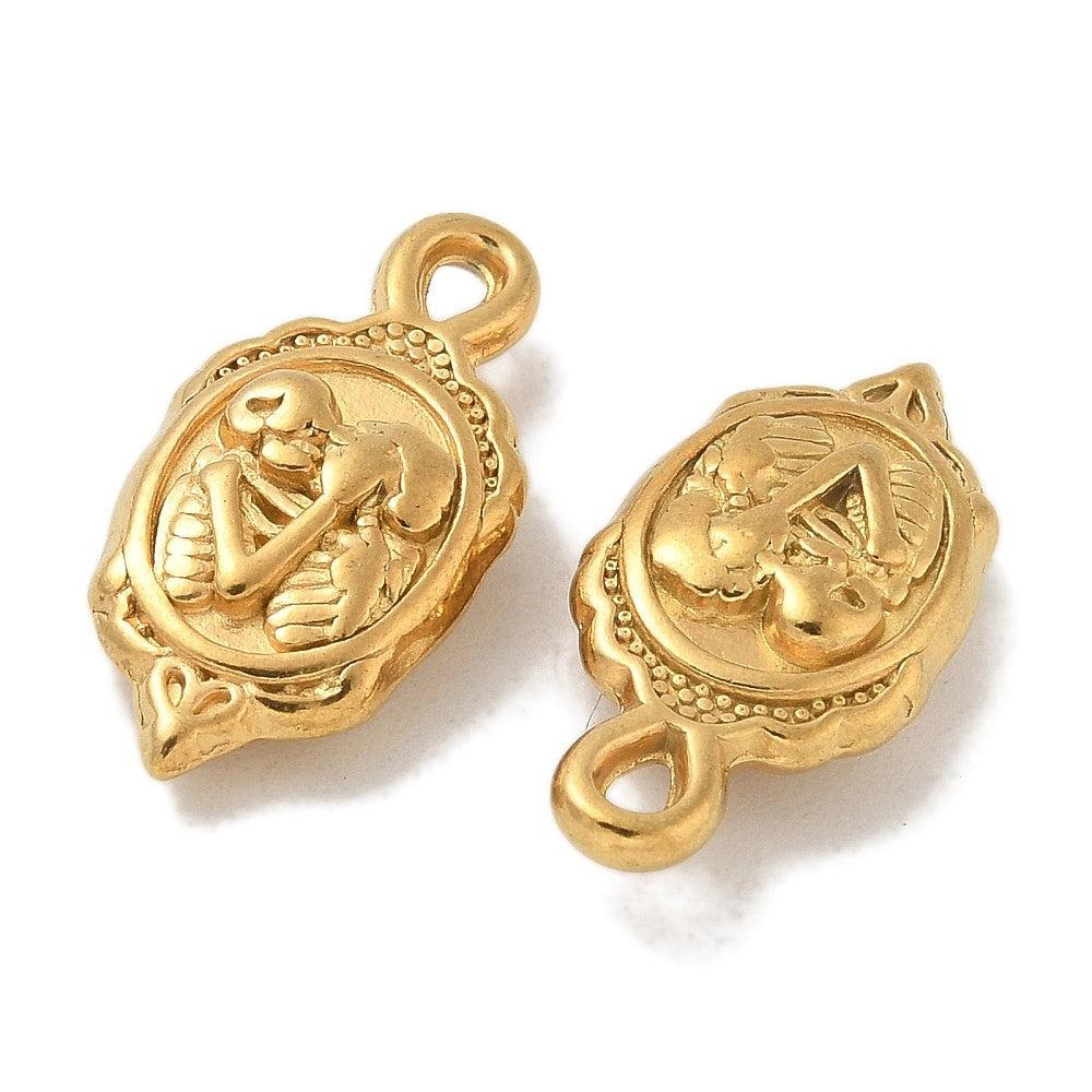 Bedel Ovaal met skelet RVS 18K Gold Plated 20x10mm - per stuk - Image 2