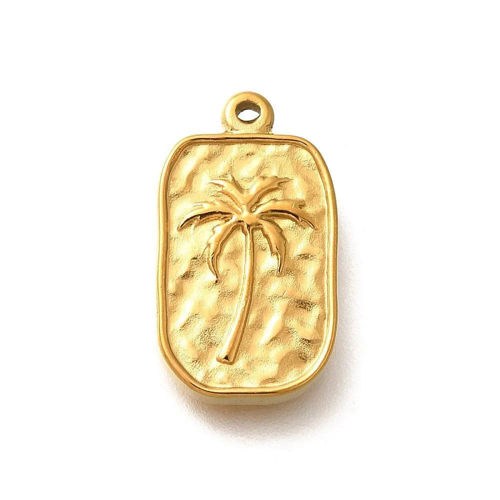 Bedel palmboom RVS 18K Goud 17,5mm - per stuk