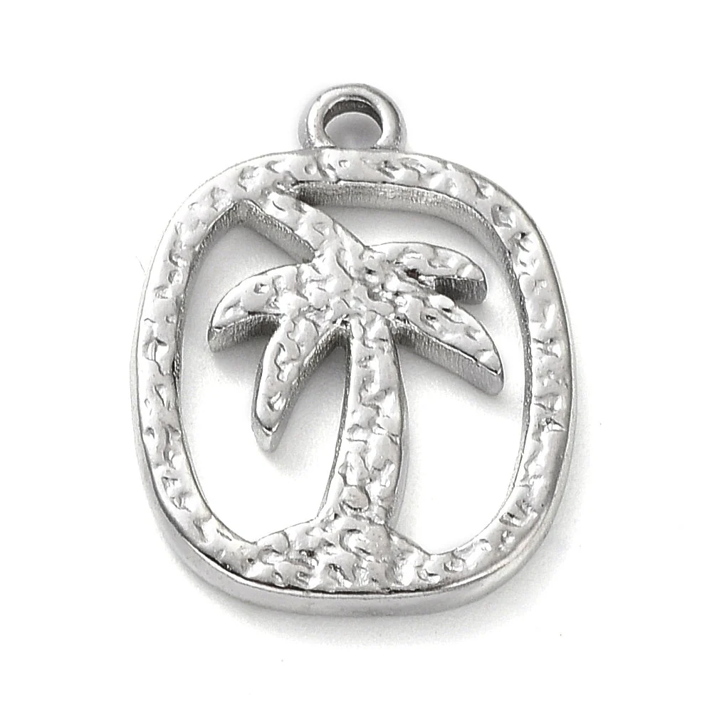 Bedel palmboom RVS zilver 19x14mm