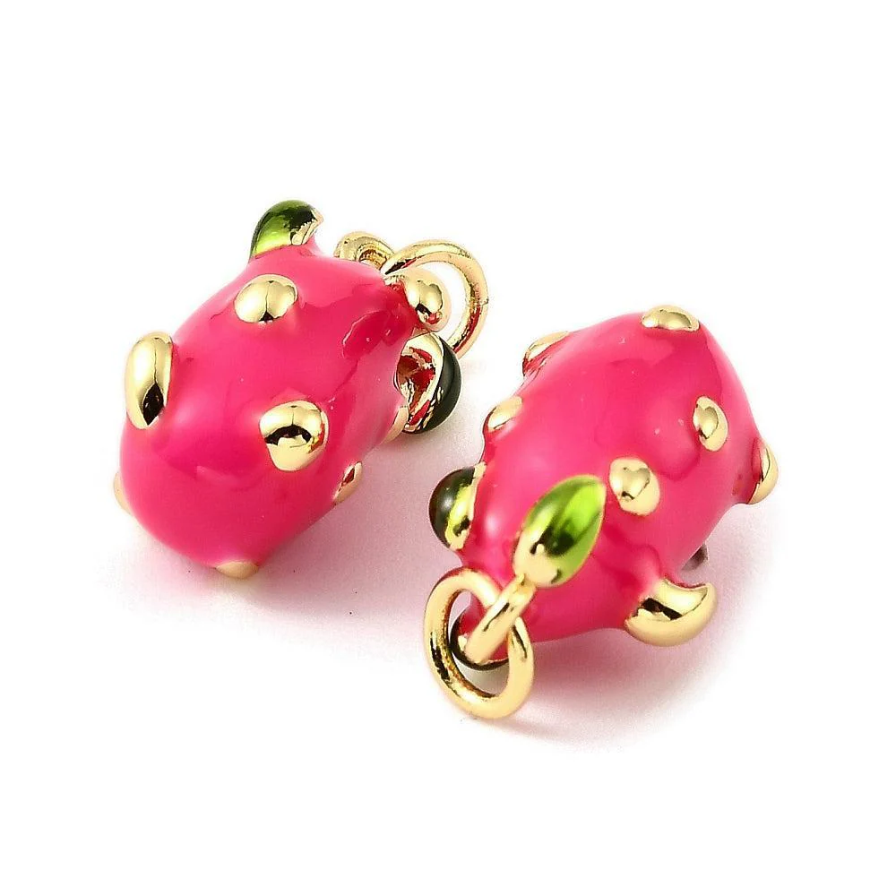 Bedel pitaya Roze 18K gold plated 16mm - per stuk