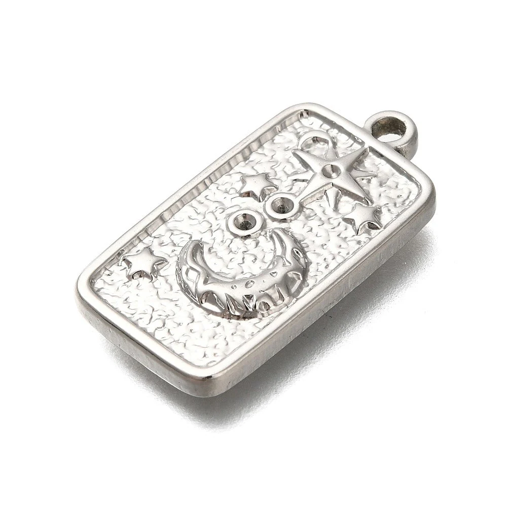 Bedel rechthoek met Maan/Sterren RVS zilver 13x25mm - per stuk - Image 2