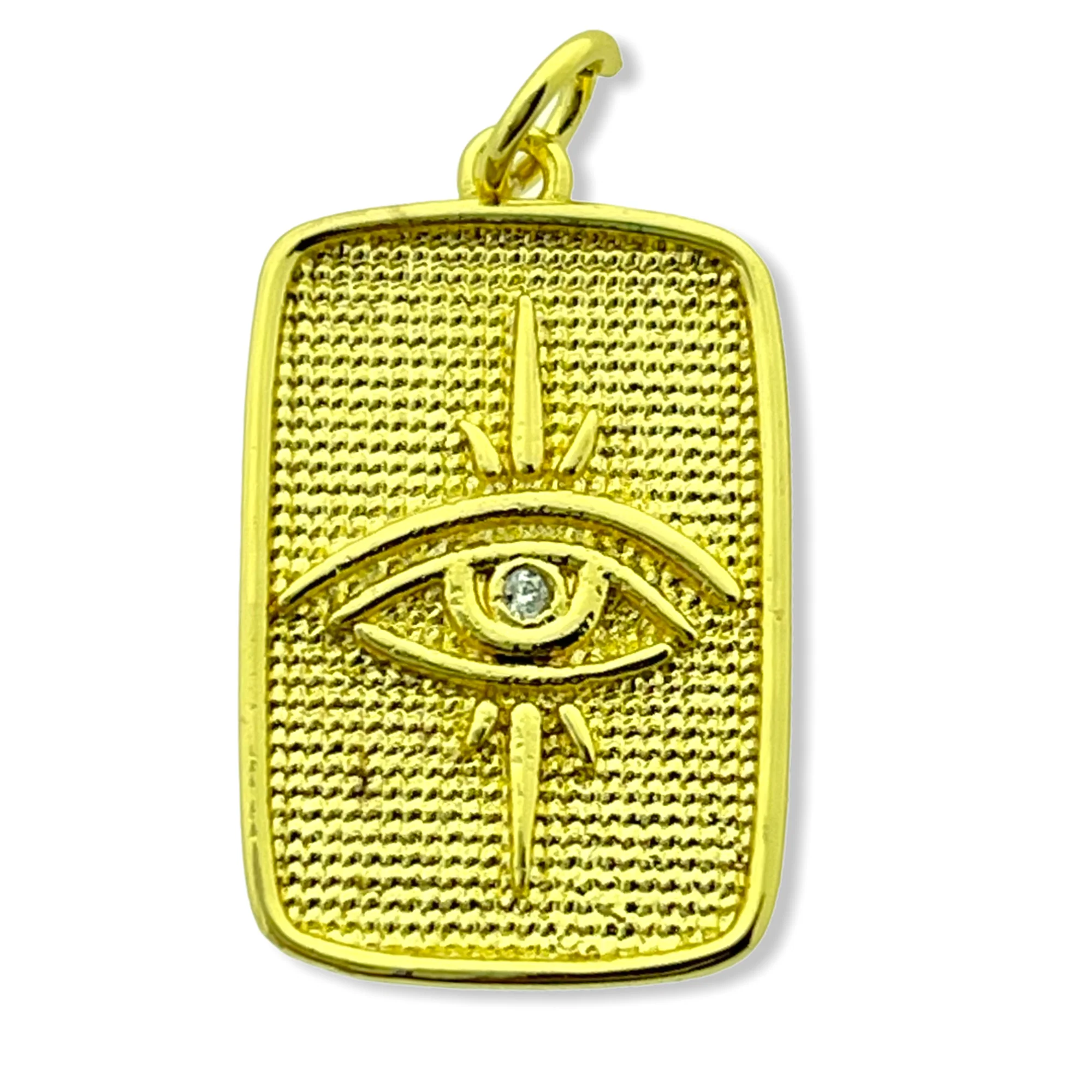 Bedel rectangle eye Zirconia Gold plated 23x15mm