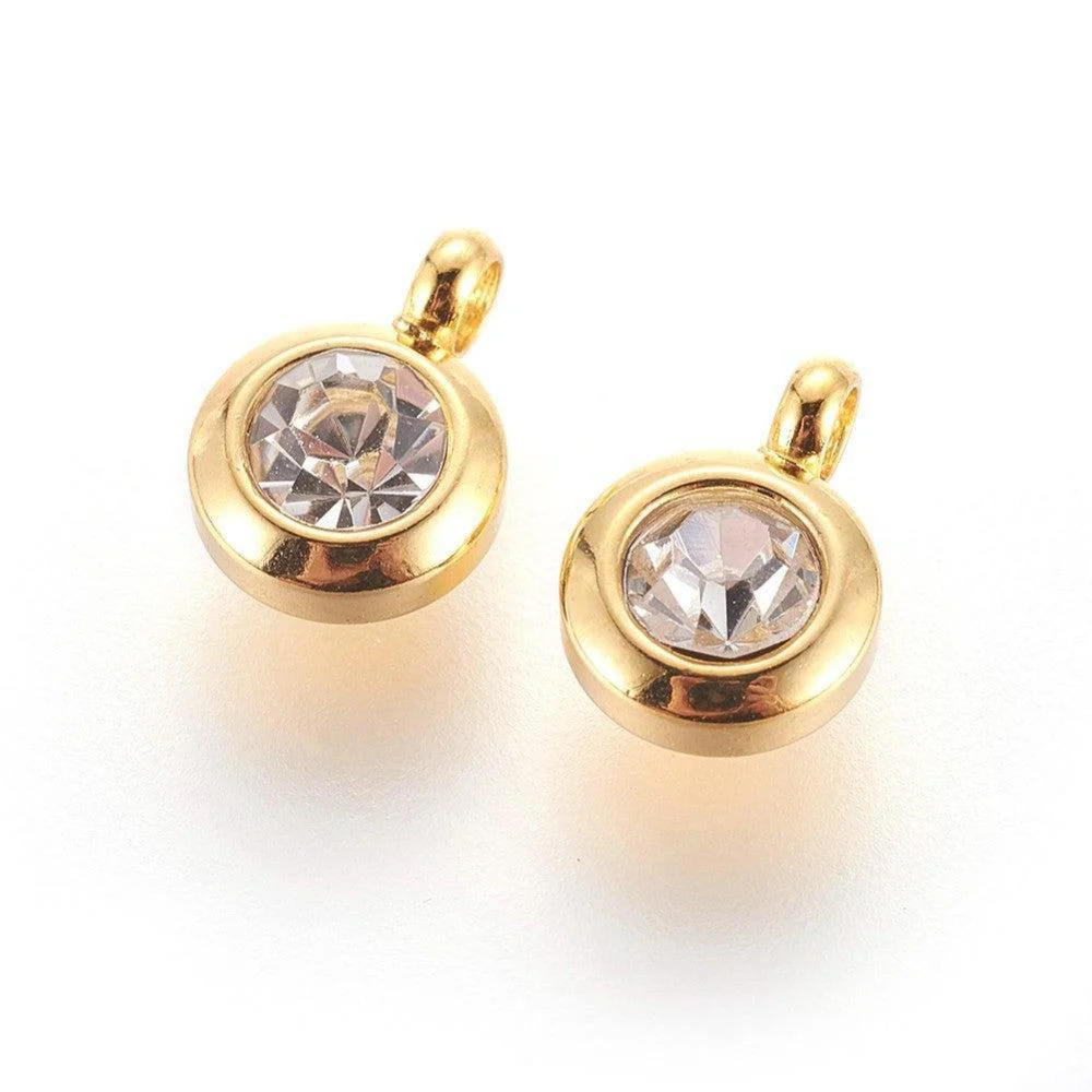 Bedel rhinestone crystal RVS goud 9mm - per stuk