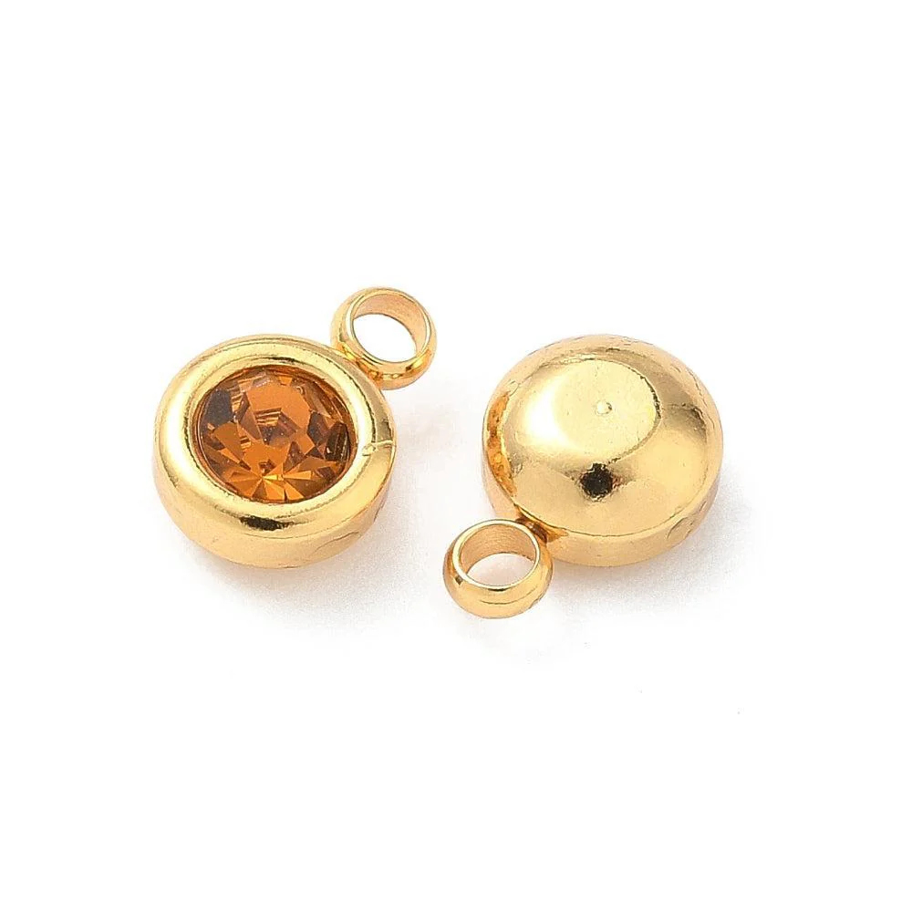 Bedel rhinestone RVS Goldenrod / 18k Gold Plated 9mm - per stuk - Image 2