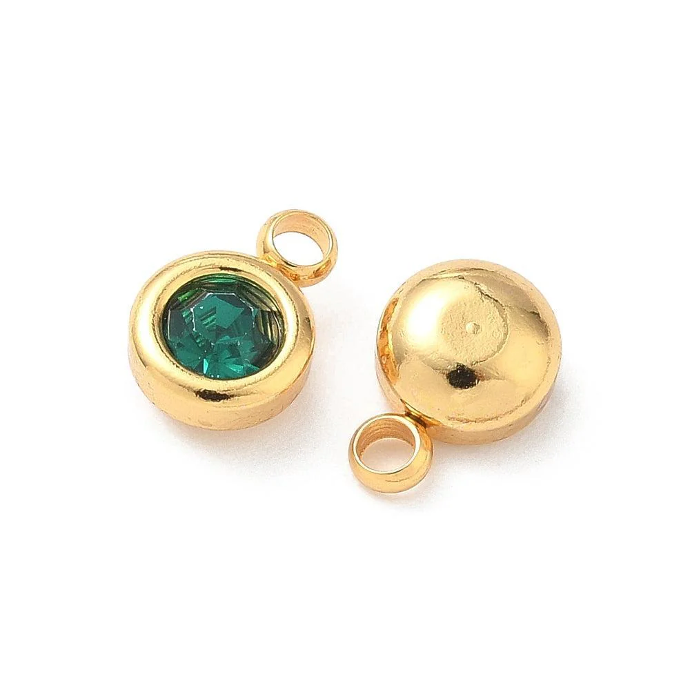 Bedel rhinestone RVS Teal / 18k Gold Plated 9mm - per stuk - Image 2