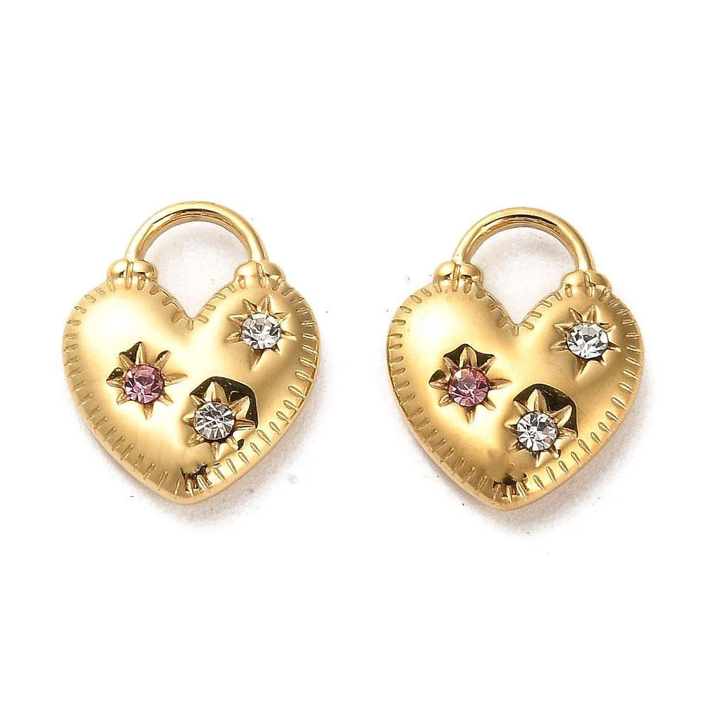 Bedel rhinestones hart RVS goud 18x14mm