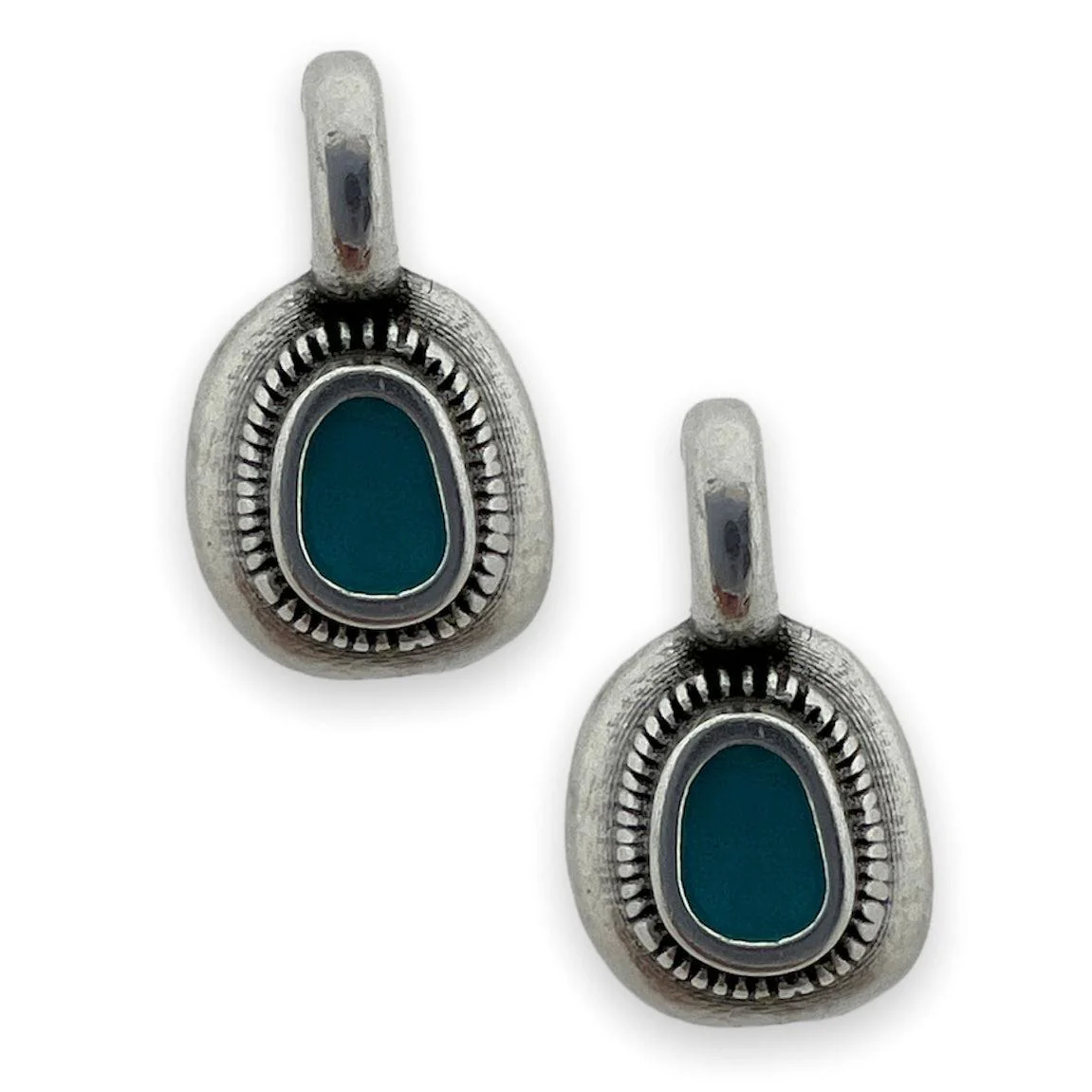Bedel rond mini motief turquoise Zilver DQ 9x6mm - Image 2