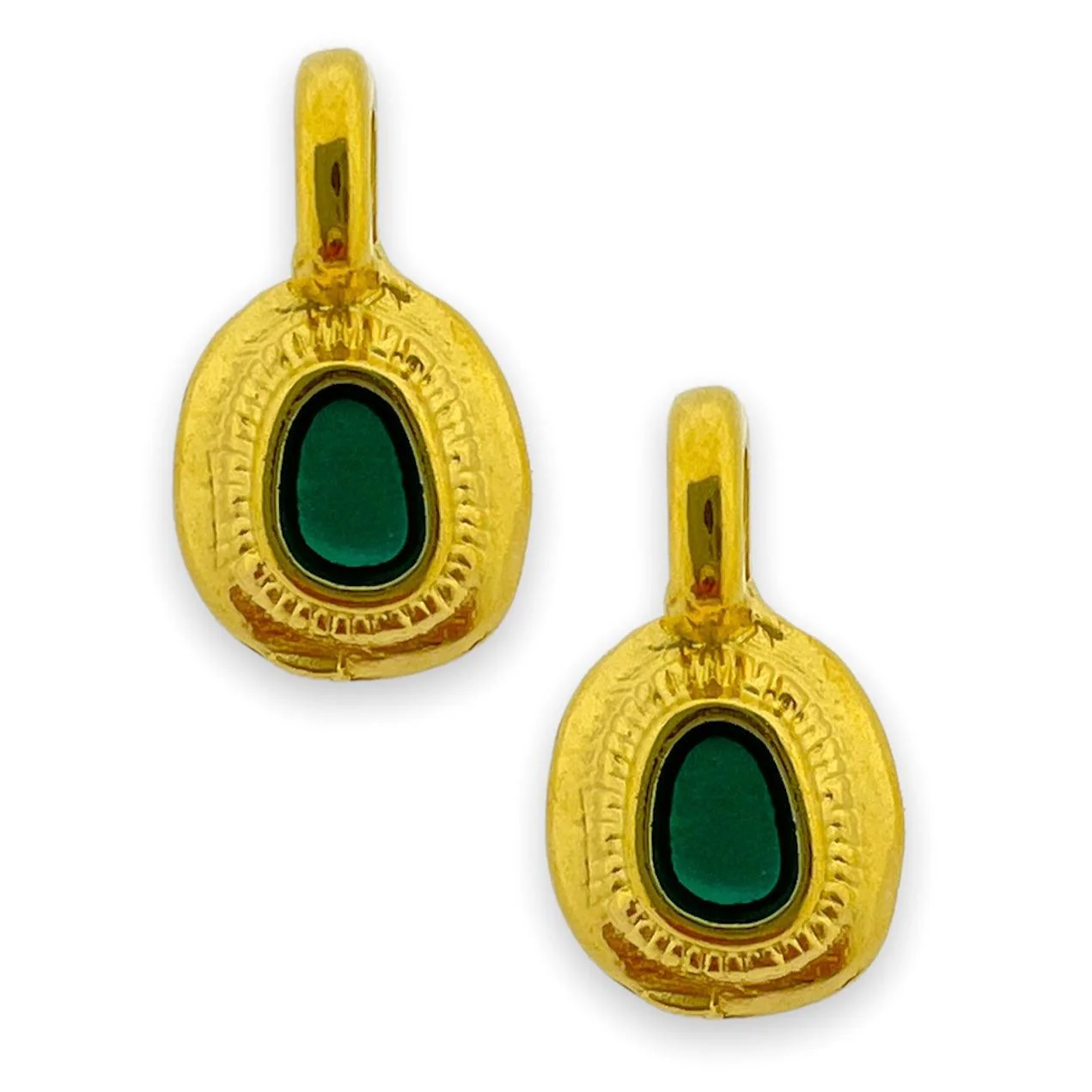 Bedel rond mini motief groen Goud 24K DQ 6x11mm - Image 3