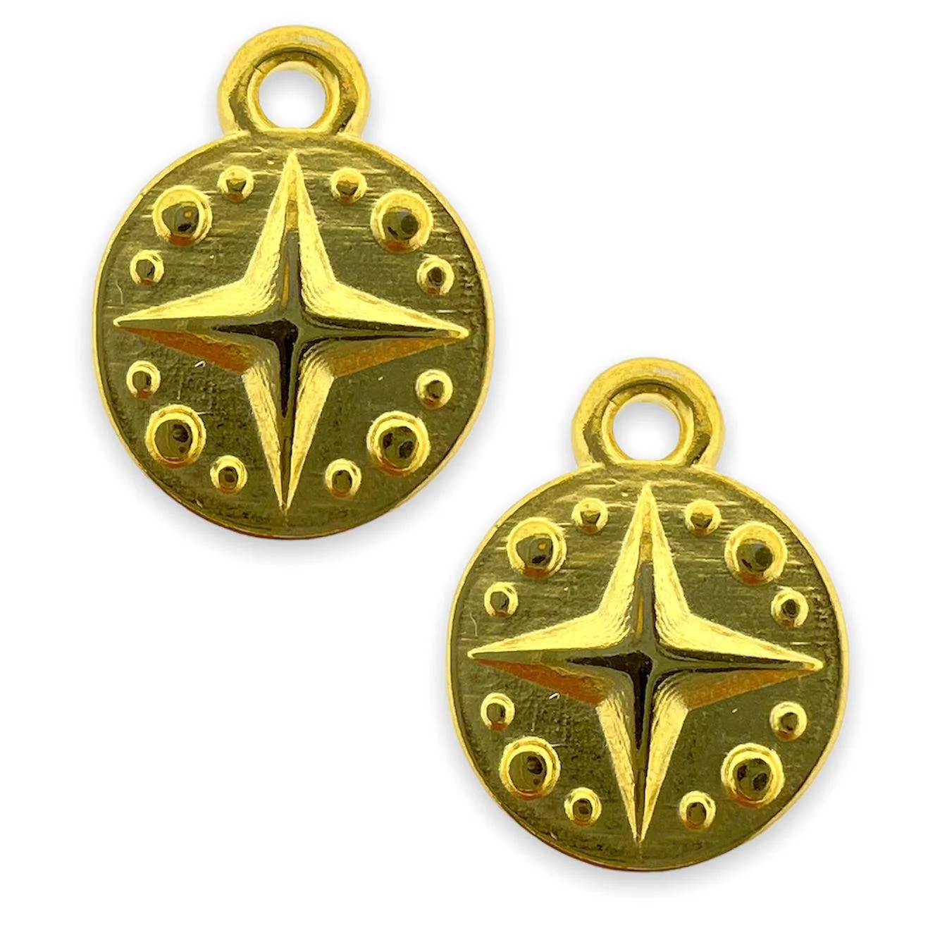 Bedel rond muntje ster Goud 24K DQ 10x12mm - Image 2
