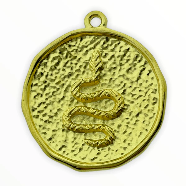 Bedel rond slang relief Goud 24kr DQ 25x28mm