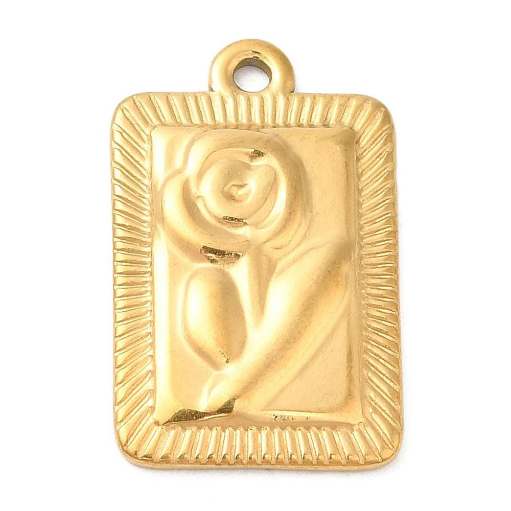 Bedel rose RVS goud 22x14mm - per stuk
