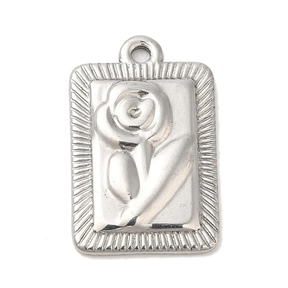 Bedel rose RVS zilver 22x14mm - per stuk