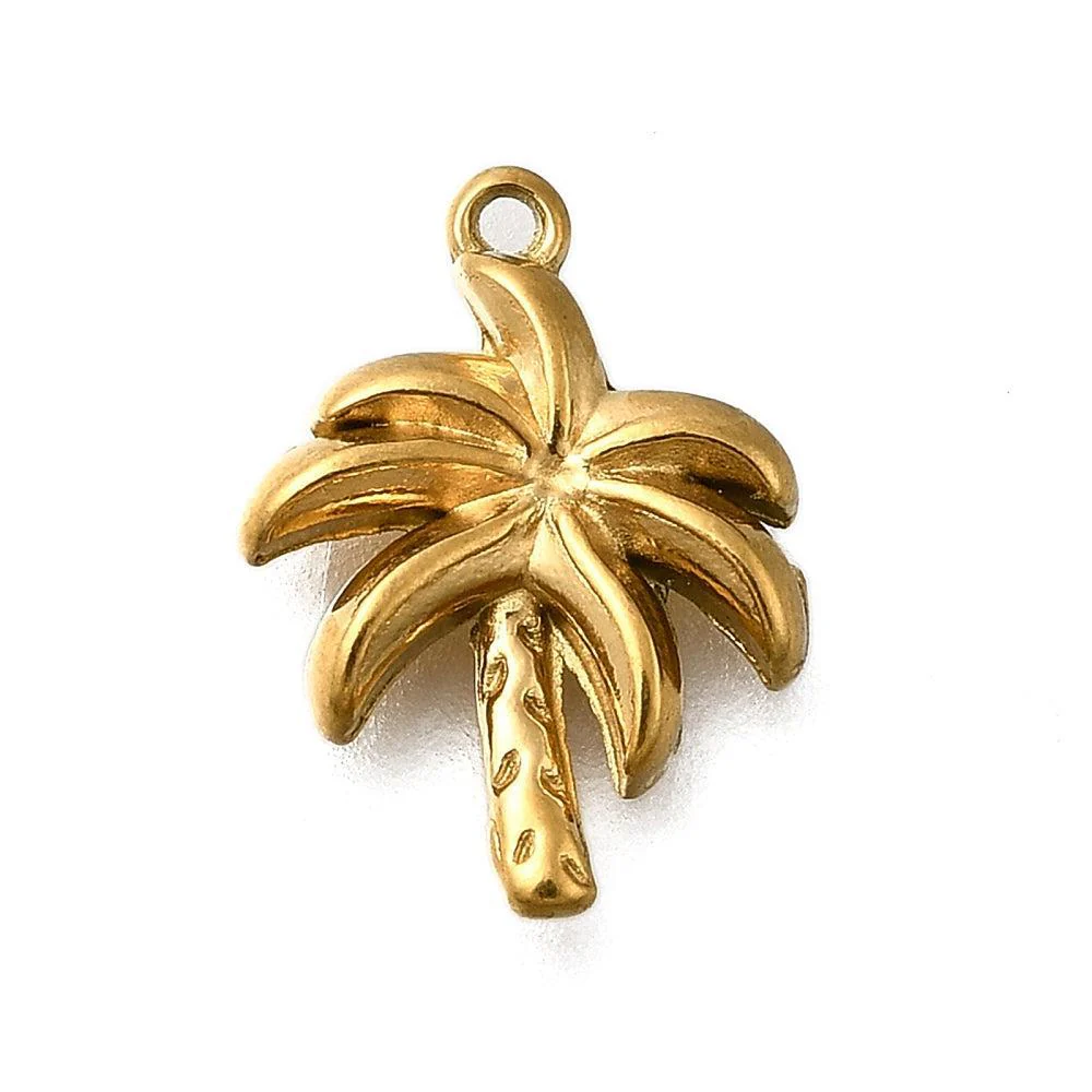 Bedel RVS 18K goud palmboom 14,5mm- per stuk