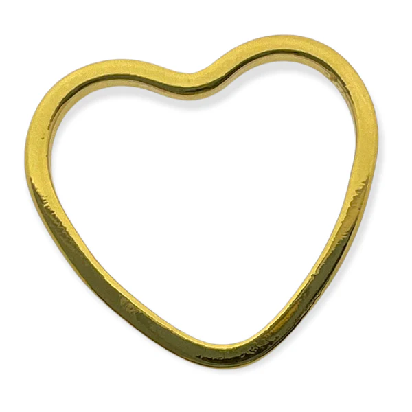 Bedel RVS open hart 20K plated goud 14x15mm