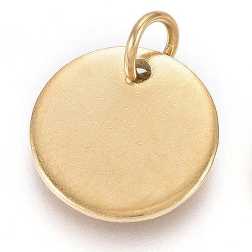Bedel RVS Stempel Tag Rond Goud 12mm - per stuk