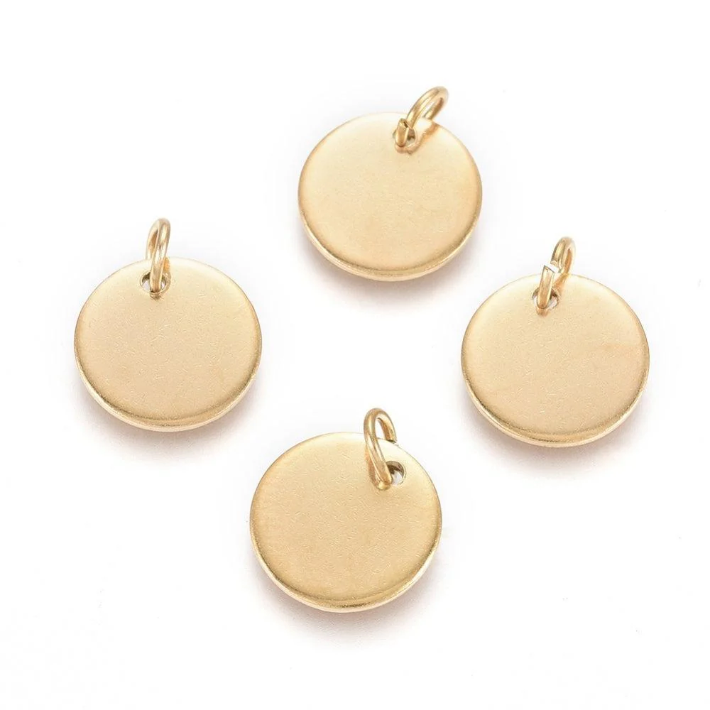 Bedel RVS Stempel Tag Rond Goud 12mm - per stuk - Image 2