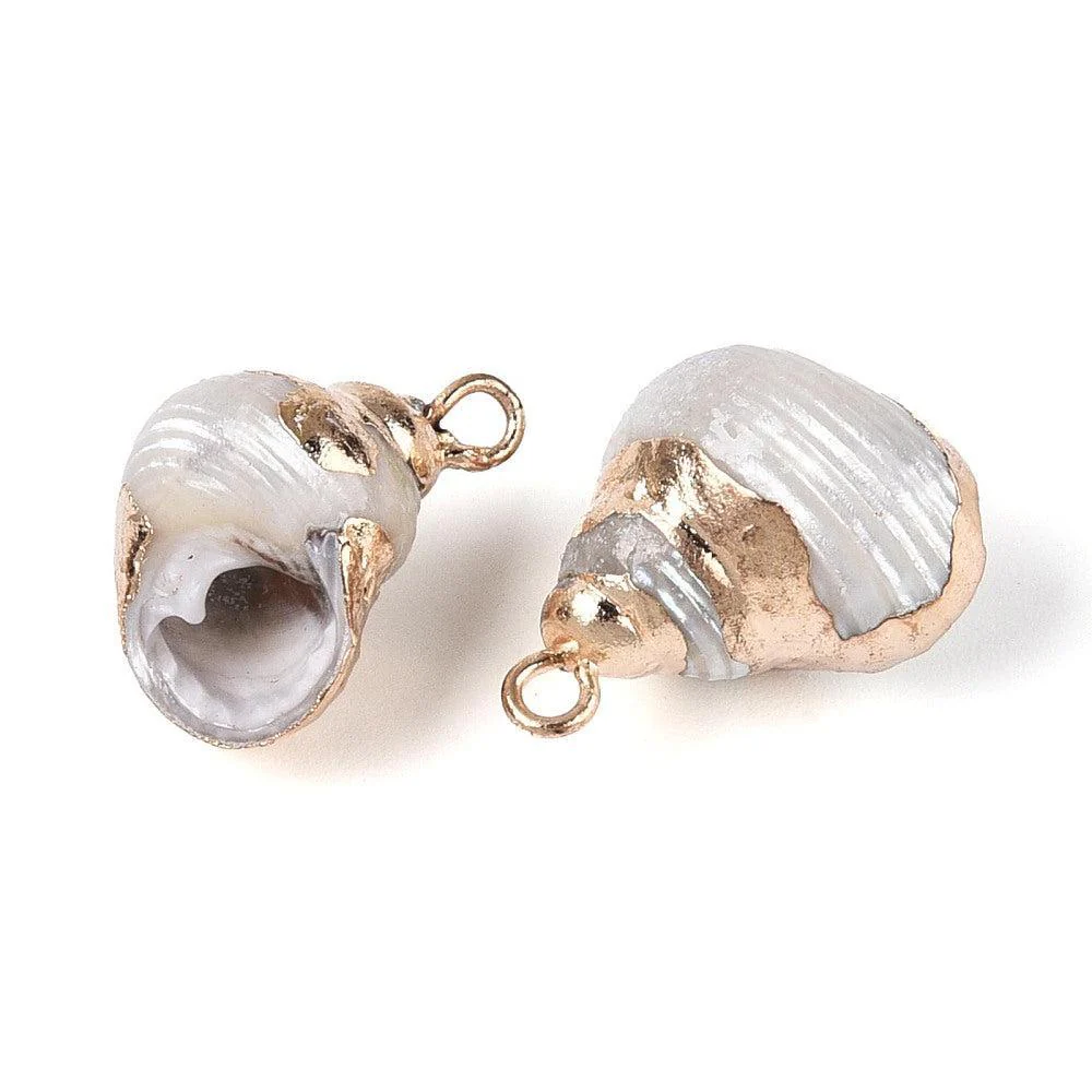 Bedel schelp kokkel whitesmoke goud ±16mm - per stuk