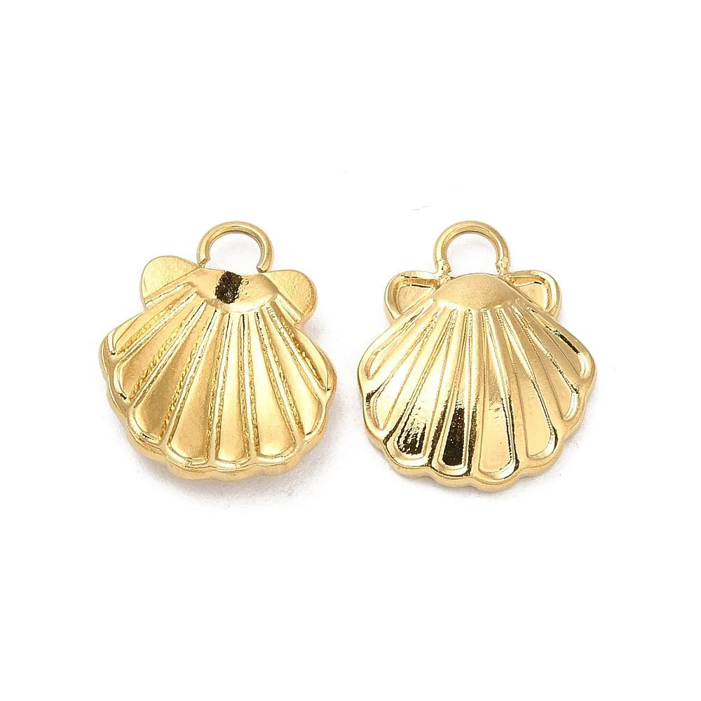 Bedel schelp mini plat Stainless Steel goud 18K 12x10mm