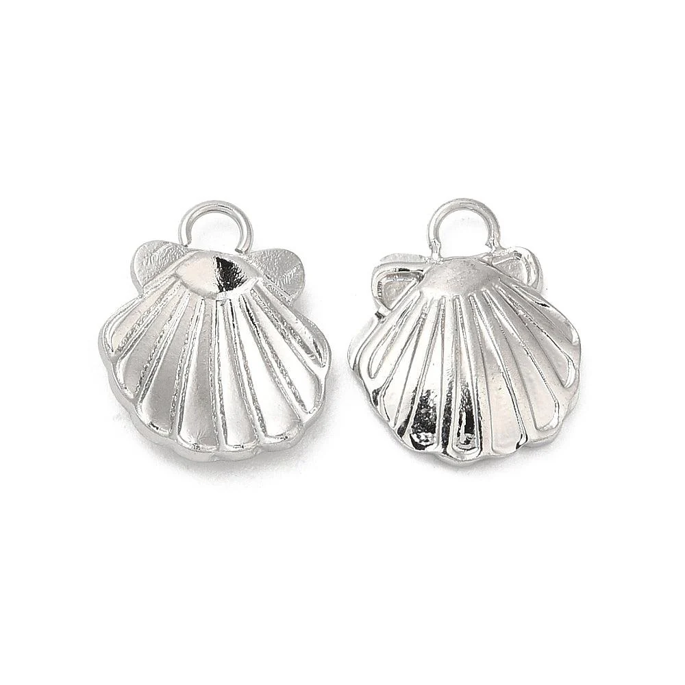 Bedel schelp mini plat zilver RVS 12x10mm