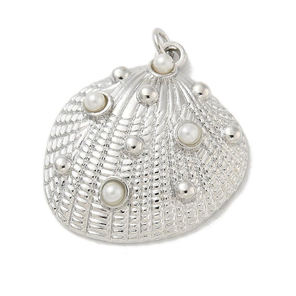 Bedel schelp pearl RVS zilver 30mm - per stuk