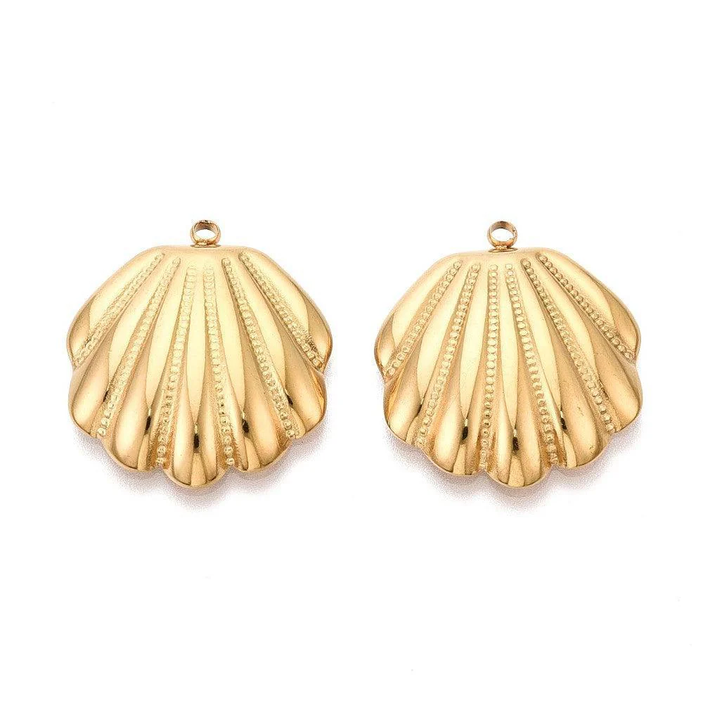 Bedel schelp premium RVS 18K goud 27,5mm - per stuk