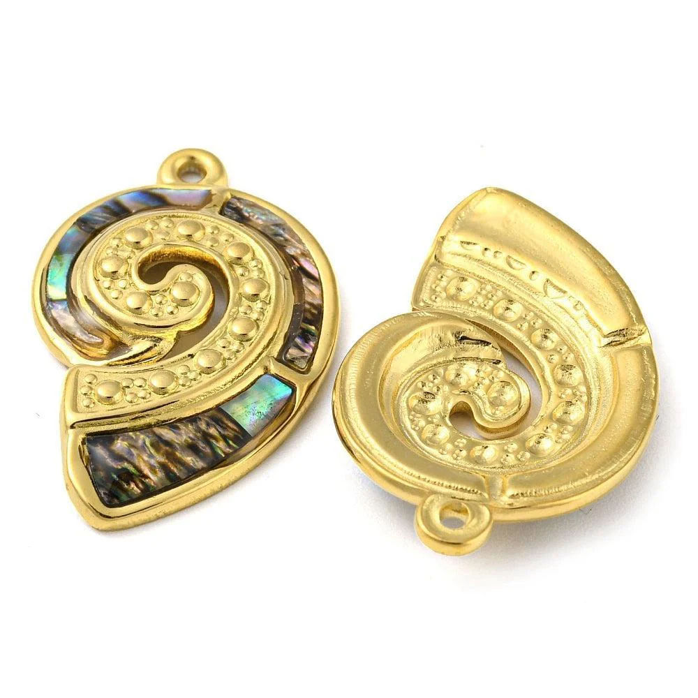 Bedel schelp premium RVS 18K goud 27,5mm - per stuk