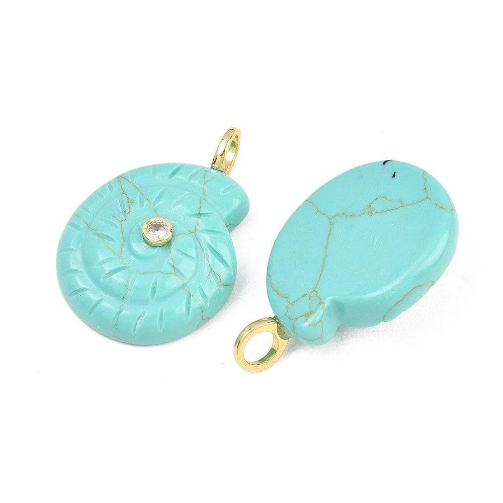 Bedel Schelp Turquoise Goud 30mm - per stuk - Image 2