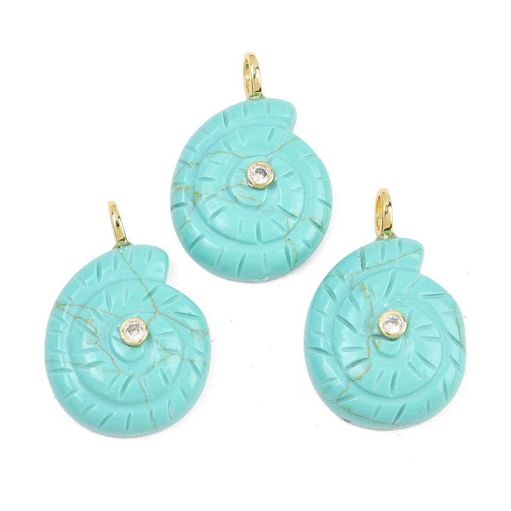 Bedel Schelp Turquoise Goud 30mm - per stuk - Image 3