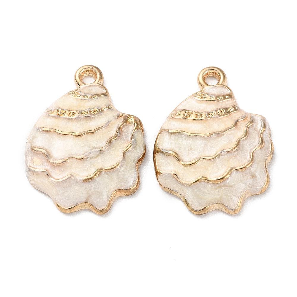 Bedel schelp wit/goud 22x16mm