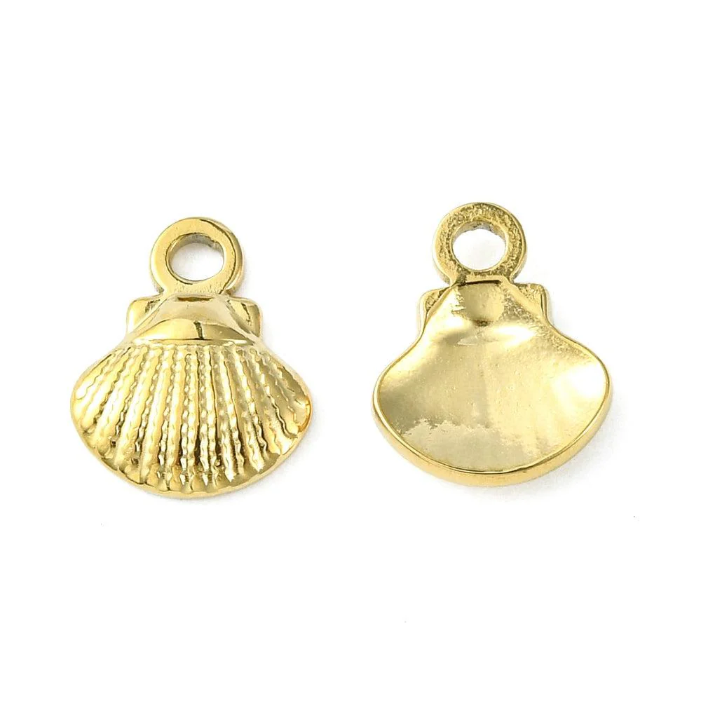 Bedel schelpje mini goud RVS 12x9mm